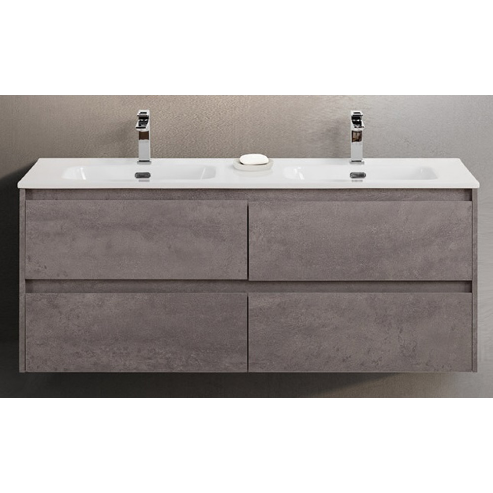 Мебель для ванной комнаты BELBAGNO KRAFT-1200, 1400 с четырьмя ящиками и двойной раковиной