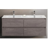 Мебель для ванной комнаты BELBAGNO KRAFT-1200, 1400 с четырьмя ящиками и двойной раковиной