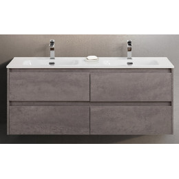 Мебель для ванной комнаты BELBAGNO KRAFT-1200, 1400 с четырьмя ящиками и двойной раковиной