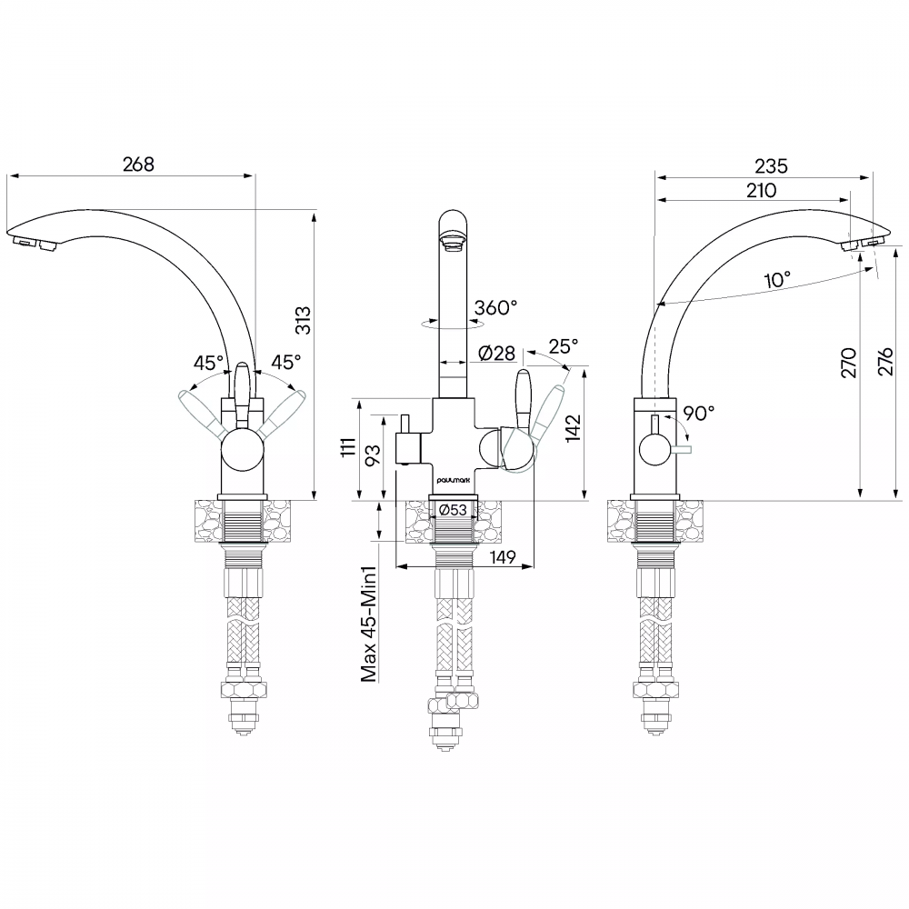 Смеситель из латуни Paulmark Essen под фильтр для питьевой воды