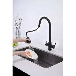 Смеситель латунный LANGE под фильтр для воды с выдвижной лейкой