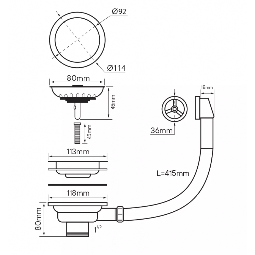 Слив с круглым переливом PM6022