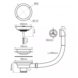 Слив с круглым переливом PM6022