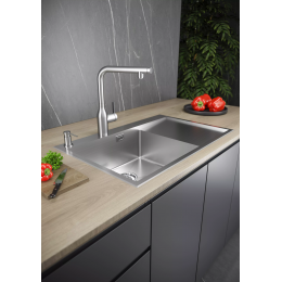 Кухонная мойка KRONER-EDGE 78F из нержавеющей стали врезная с крылом