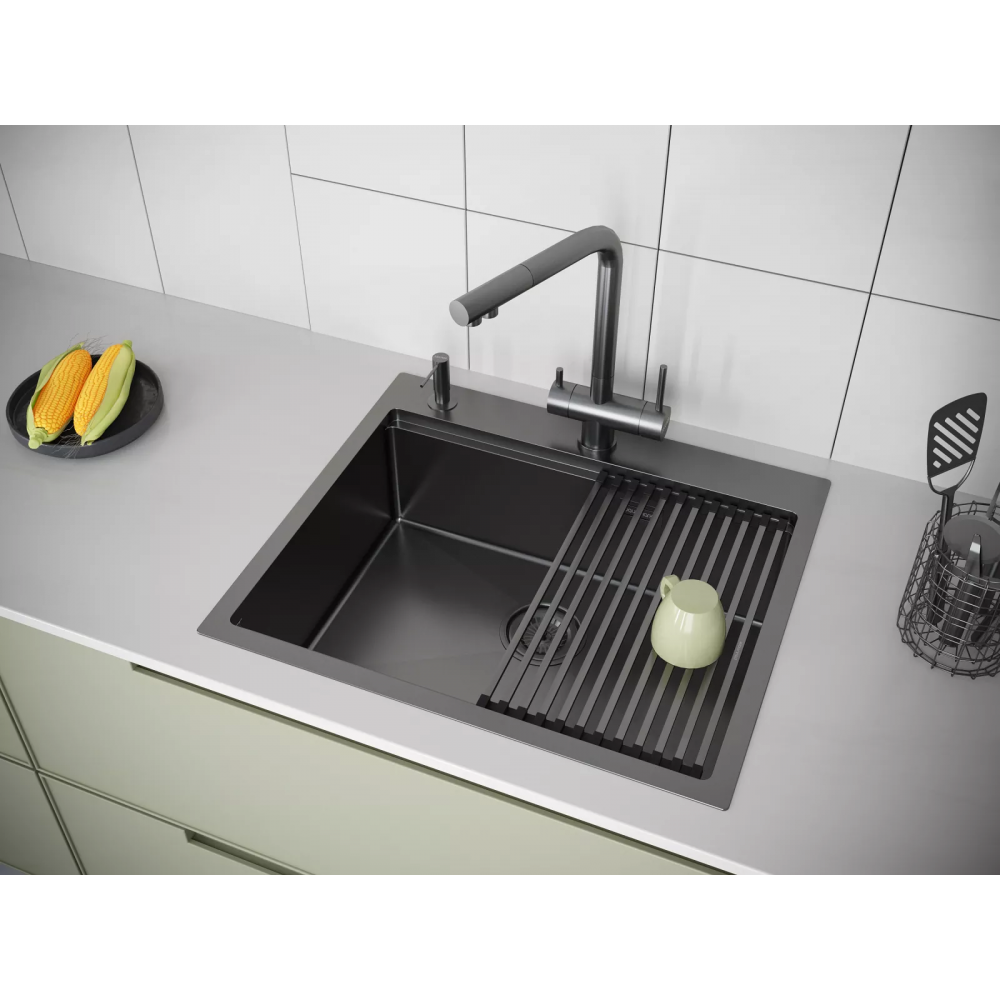 Кухонная мойка KRONER-PRO 59 из нержавеющей стали врезная