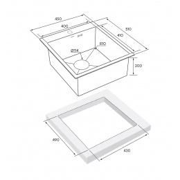 Кухонная мойка KRONER 45 из нержавеющей стали врезная
