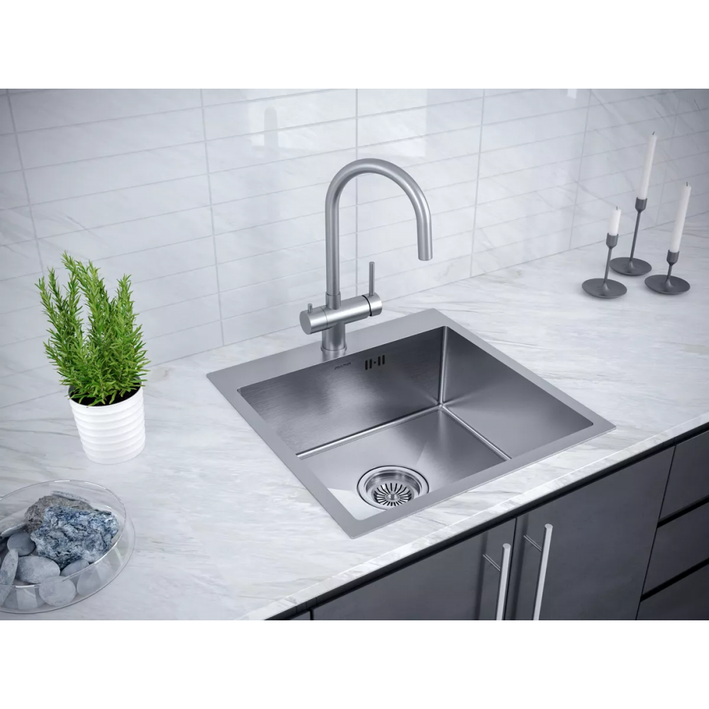 Кухонная мойка KRONER 59 из нержавеющей стали врезная