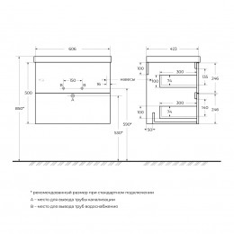 Мебель для ванной комнаты BELBAGNO DUE 500, 600