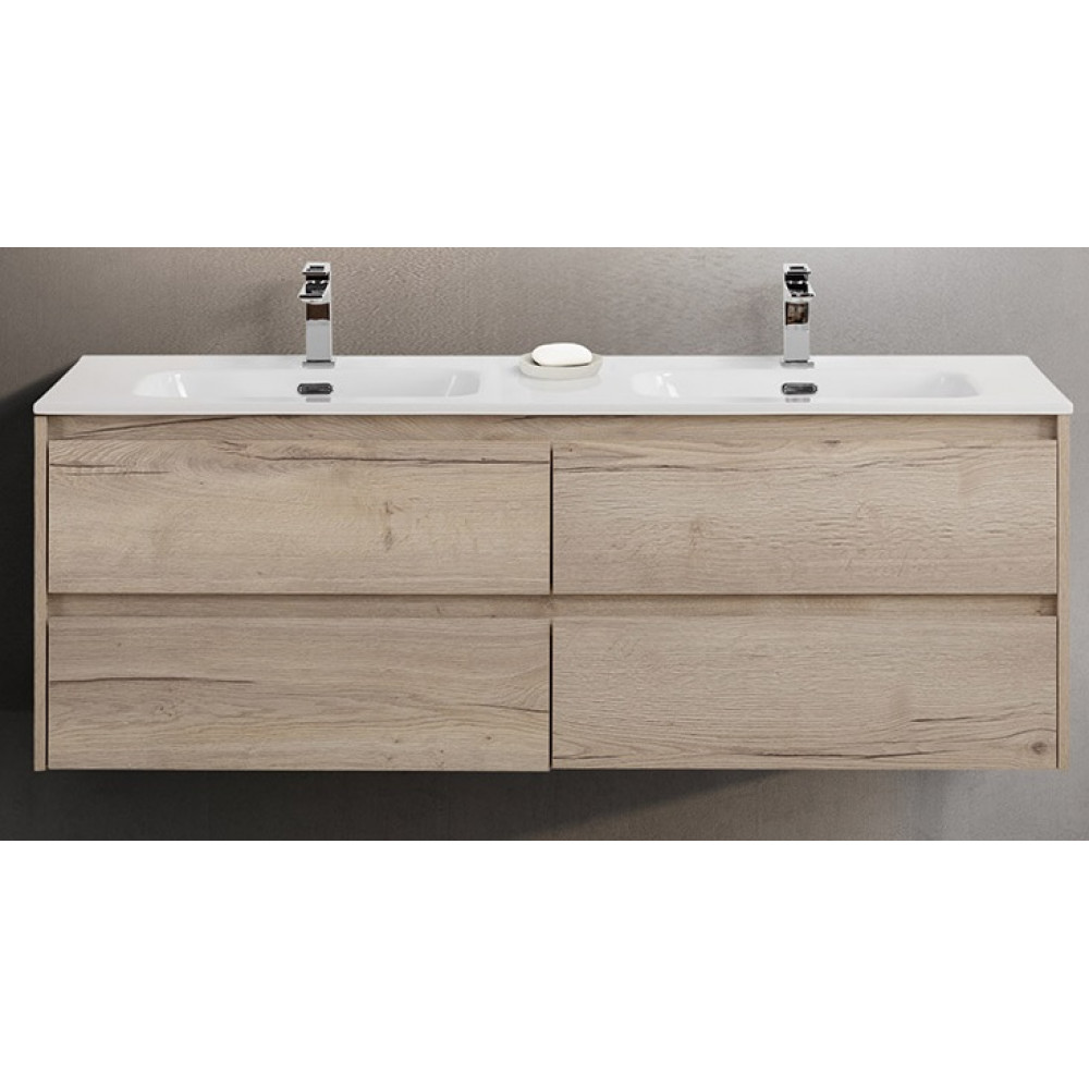 Мебель для ванной комнаты BELBAGNO KRAFT-1200, 1400 с четырьмя ящиками и двойной раковиной
