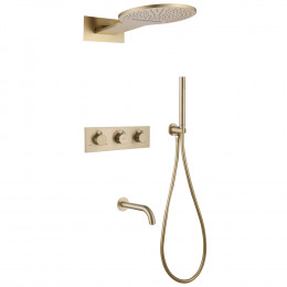 Душевая система ABBER Wasser Kreis AF8150G скрытого монтажа с изливом, термостат, золото матовое