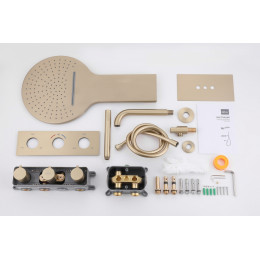 Душевая система ABBER Wasser Kreis AF8150G скрытого монтажа с изливом, термостат, золото матовое