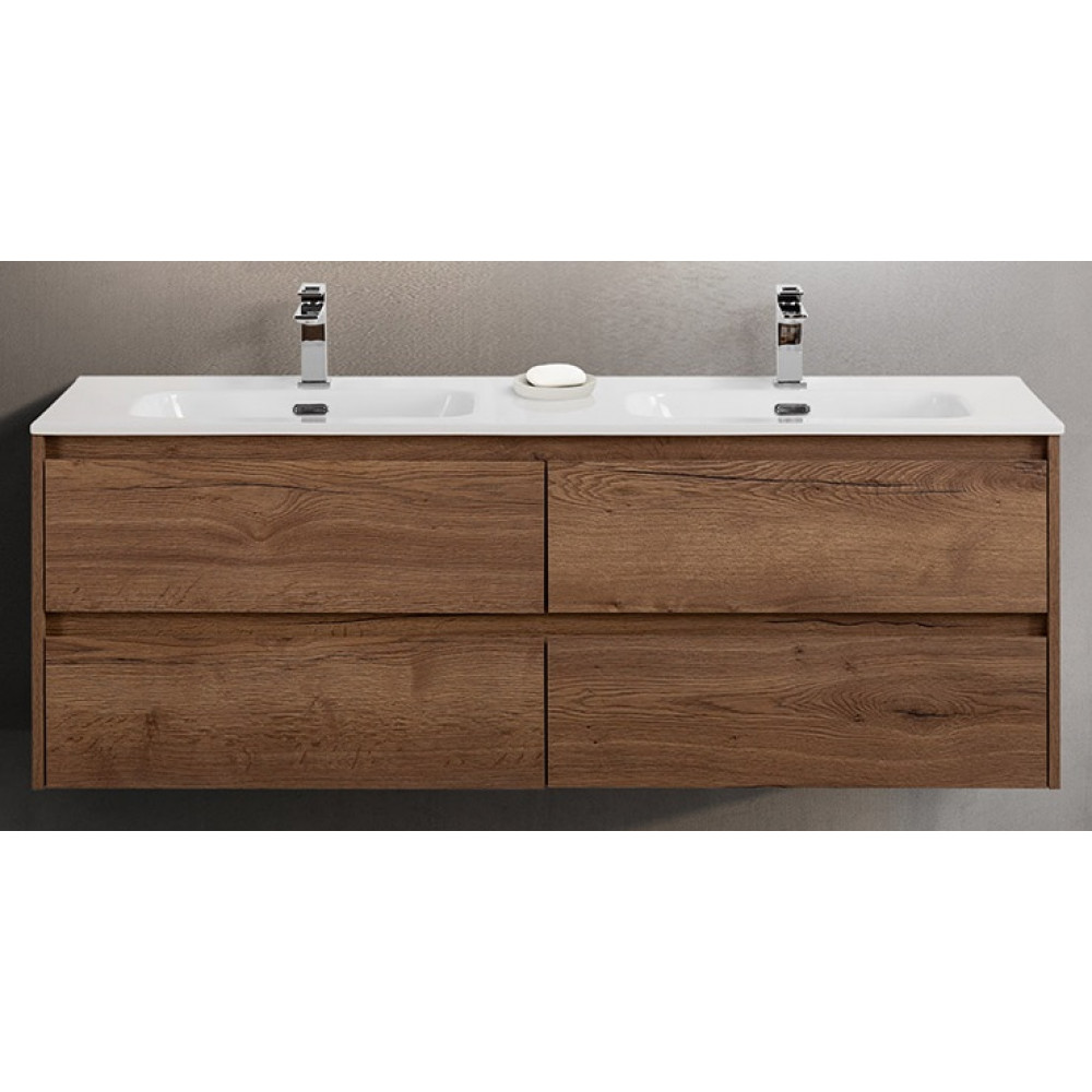 Мебель для ванной комнаты BELBAGNO KRAFT-1200, 1400 с четырьмя ящиками и двойной раковиной