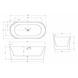 Ванна акриловая Abber AB9209 170x80 см, отдельностоящая, белая, овальная, с каркасом, со сливом-переливом
