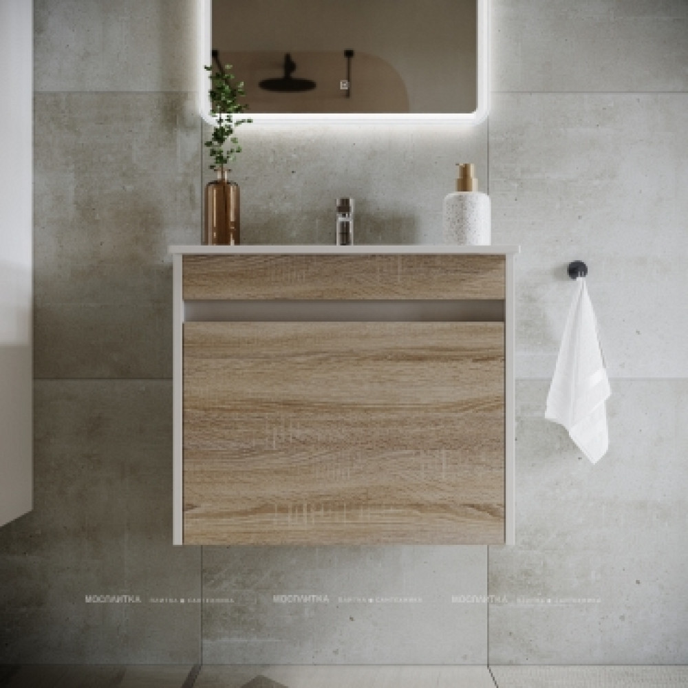 Тумба с раковиной Sancos Smart, 59 см., эмаль белый, SM60E