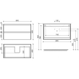 Тумба с раковиной Sancos Cento, 89 см., эмаль белый, CN90W