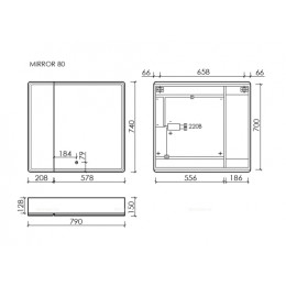 Зеркальный шкаф Sancos Mirror 80 см MI80ECH с подсветкой, дуб чарльстон
