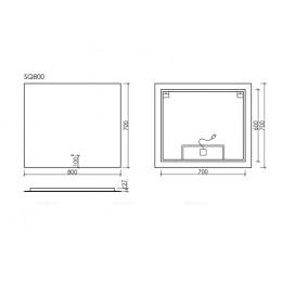Зеркало Sancos Square 80 см SQ800 с подсветкой