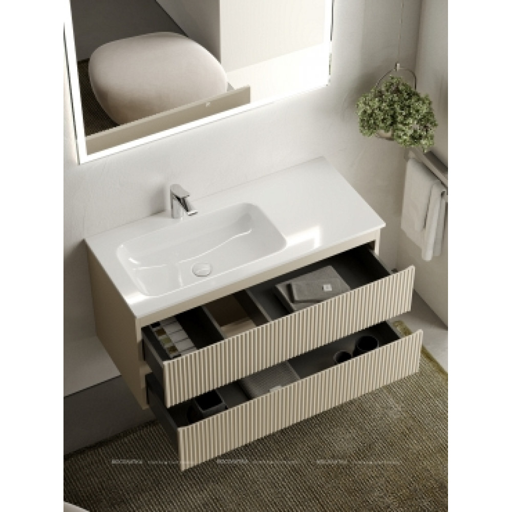 Тумба с раковиной Sancos Snob R 100 см SNR100LCE левая, beige soft