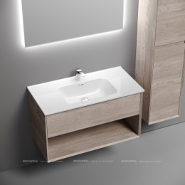 Тумба подвесная SANCOS Marmi 1.0 890х445х520 c одним ящиком оснащенным доводчиками скрытого монтажа и открытой нишей