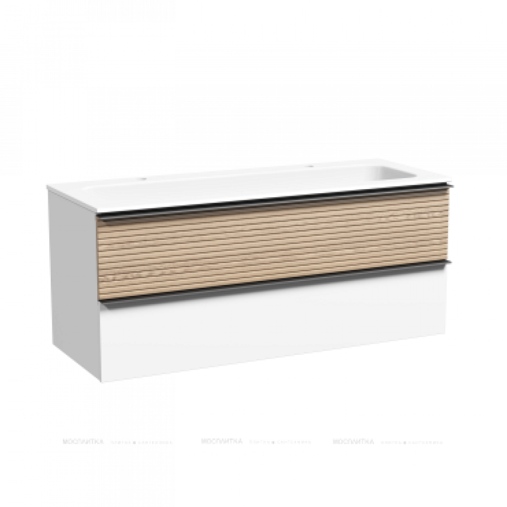 Тумба с раковиной Sancos Delta 120 см DL120W дуб светлый \/ матовый белый