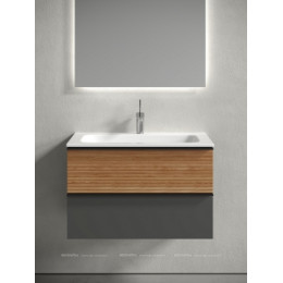 Тумба с раковиной Sancos Delta 80 см DL80GR дуб красный \/ графит