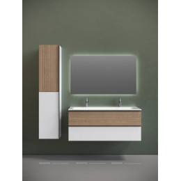 Тумба с раковиной Sancos Delta 120 см DL120W дуб светлый \/ матовый белый