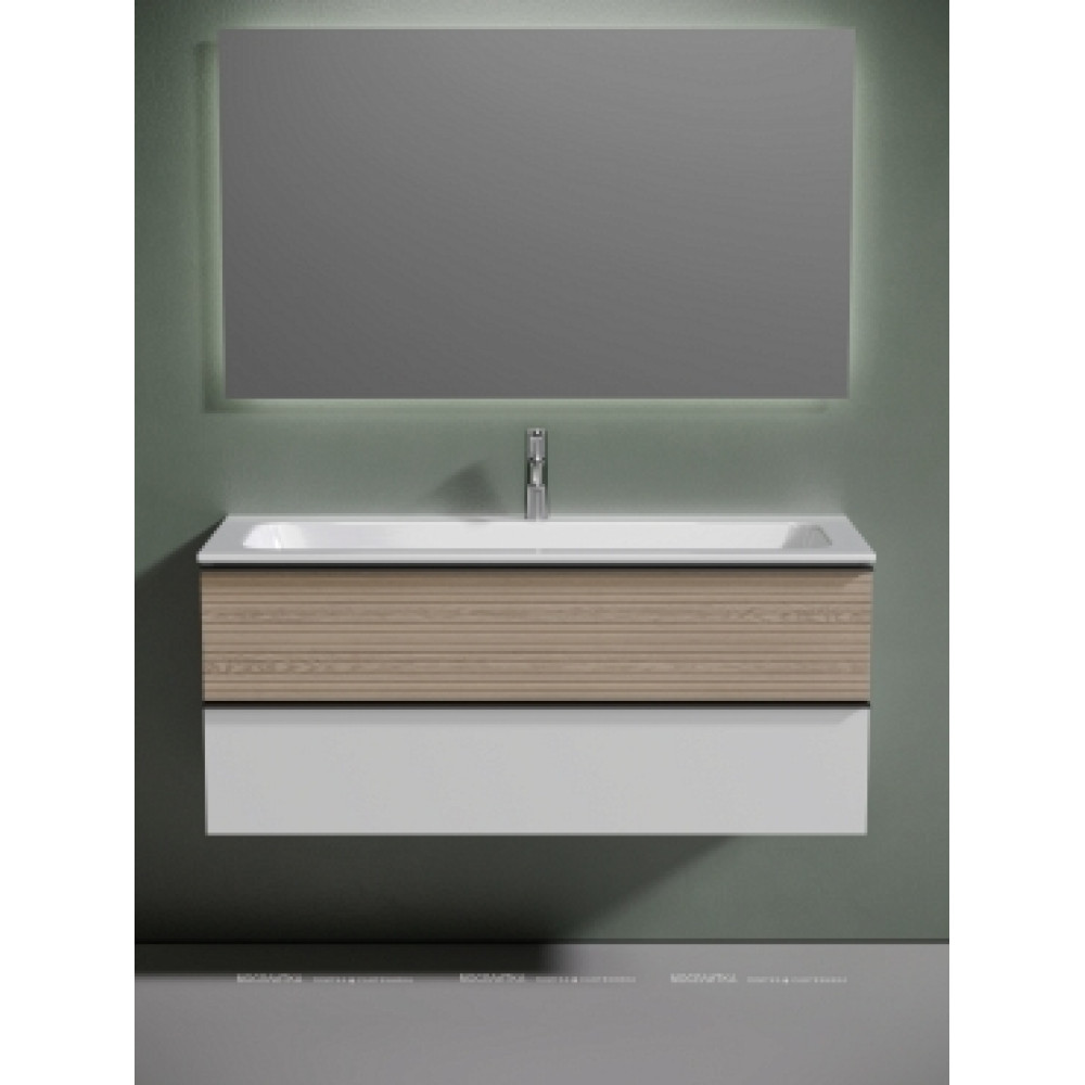 Тумба с раковиной Sancos Delta 120 см DL120W дуб светлый \/ матовый белый