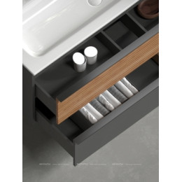 Тумба с раковиной Sancos Delta 100 см DL100LGR левая, дуб красный \/ графит