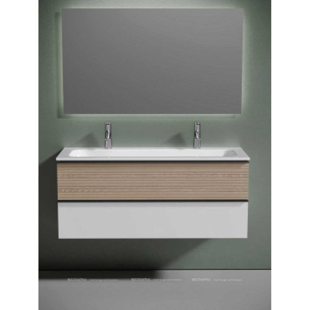 Тумба с раковиной Sancos Delta 120 см DL120W дуб светлый \/ матовый белый