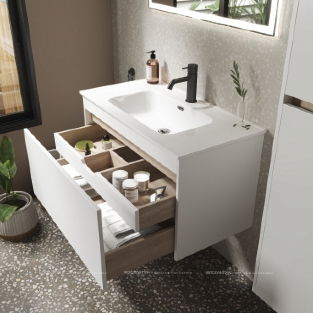 Тумба с раковиной Sancos Smart, 89 см., эмаль белый, SM90W
