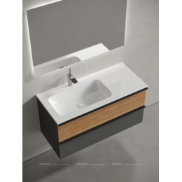 Тумба с раковиной Sancos Delta 100 см DL100LGR левая, дуб красный \/ графит