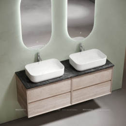 Столешница для ванной комнаты из керамогранита SANCOS Black Sky 1400х460 c отверстием под смеситель