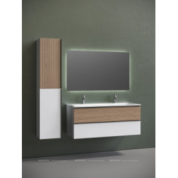 Тумба с раковиной Sancos Delta 120 см DL120W дуб светлый \/ матовый белый