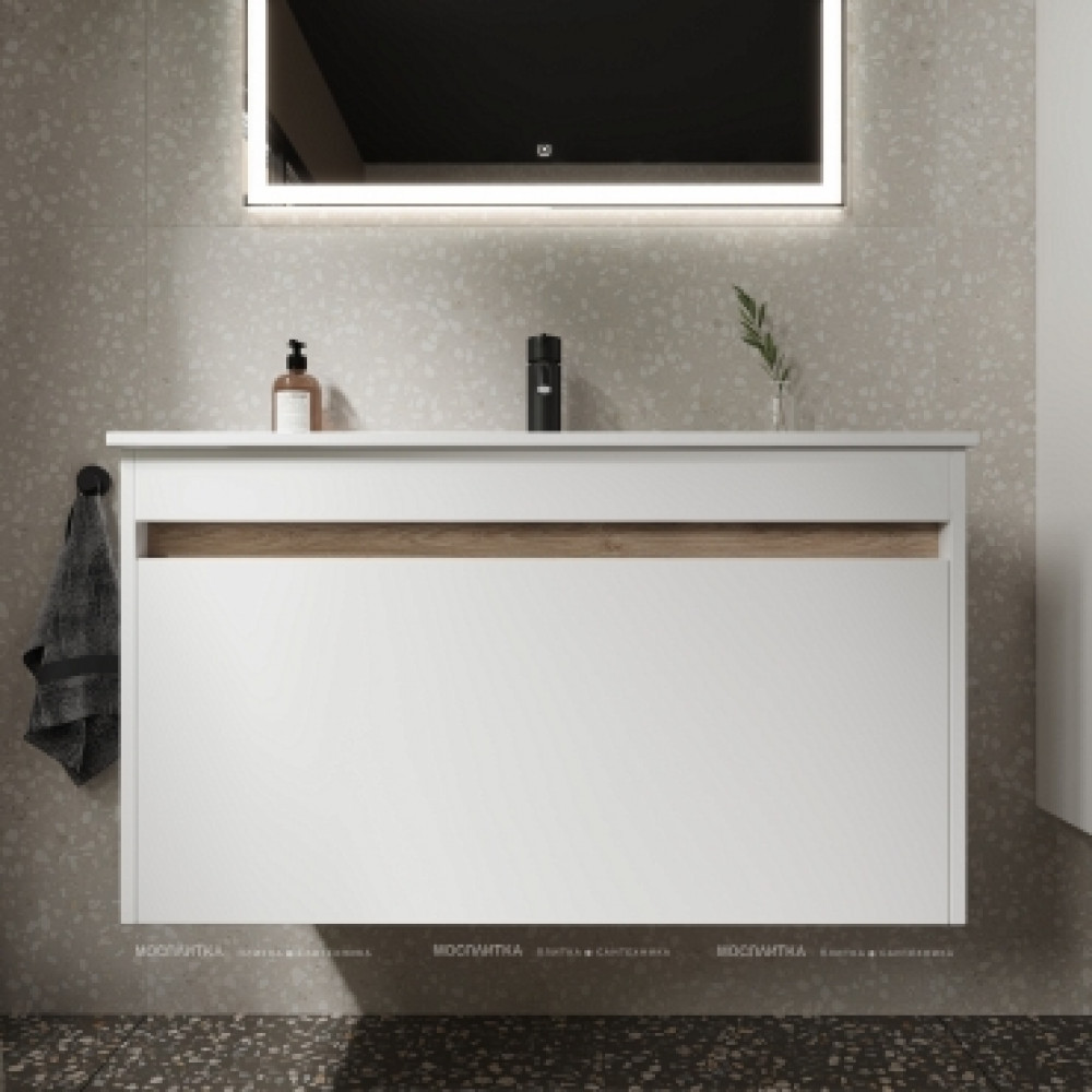 Тумба с раковиной Sancos Smart, 89 см., эмаль белый, SM90W