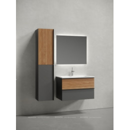 Тумба с раковиной Sancos Delta 80 см DL80GR дуб красный \/ графит