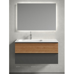 Тумба с раковиной Sancos Delta 100 см DL100LGR левая, дуб красный \/ графит