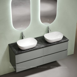 Столешница для ванной комнаты из керамогранита SANCOS Black Sky 1400х460 c отверстием под смеситель