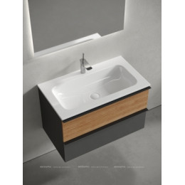 Тумба с раковиной Sancos Delta 80 см DL80GR дуб красный \/ графит