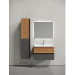 Тумба с раковиной Sancos Delta 80 см DL80GR дуб красный \/ графит