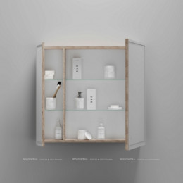 Зеркальный шкаф Sancos Mirror 80 см MI80EG с подсветкой, дуб галифакс натуральный