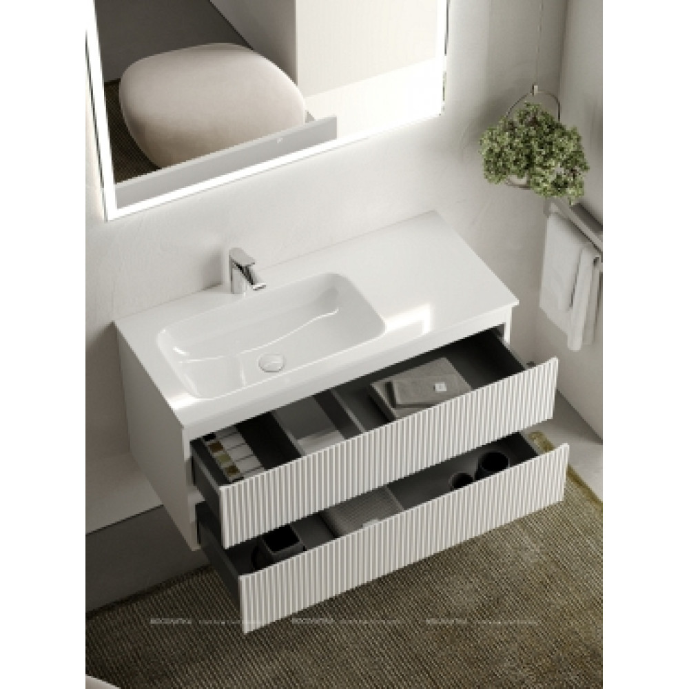 Тумба с раковиной Sancos Snob R 100 см SNR100LW левая, bianco