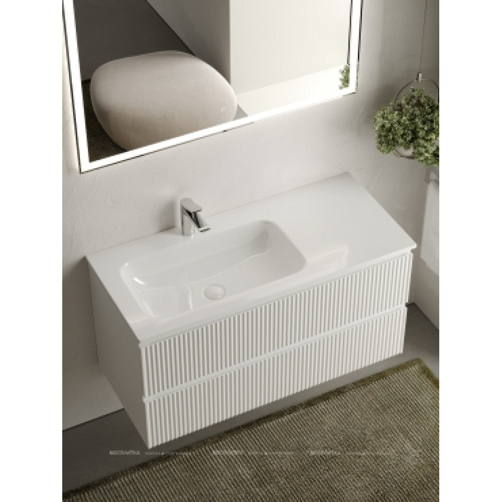 Тумба с раковиной Sancos Snob R 100 см SNR100LW левая, bianco
