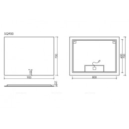 Зеркало Sancos Square 90 см SQ900 с подсветкой