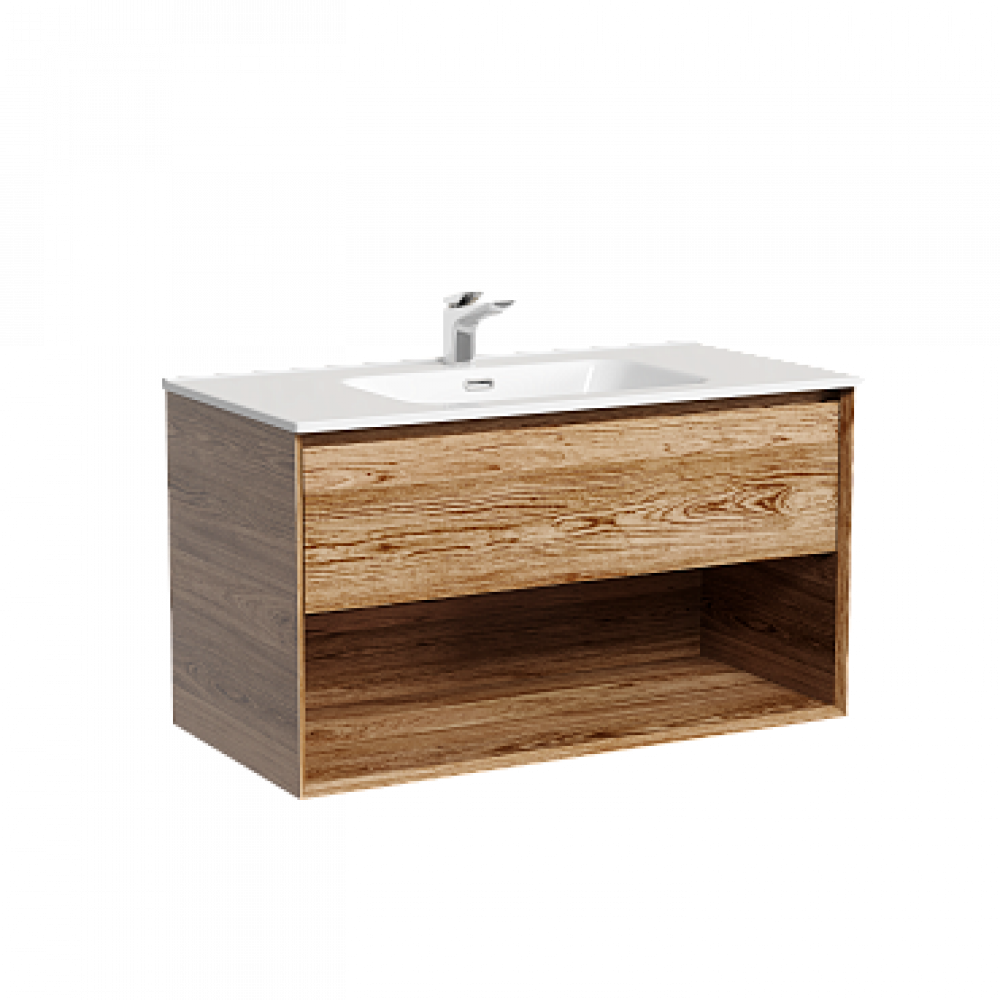 Тумба подвесная SANCOS Marmi 1.0 890х445х520 c одним ящиком оснащенным доводчиками скрытого монтажа и открытой нишей