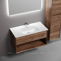 Тумба подвесная SANCOS Marmi 1.0 890х445х520 c одним ящиком оснащенным доводчиками скрытого монтажа и открытой нишей