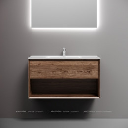 Тумба подвесная SANCOS Marmi 1.0 890х445х520 c одним ящиком оснащенным доводчиками скрытого монтажа и открытой нишей