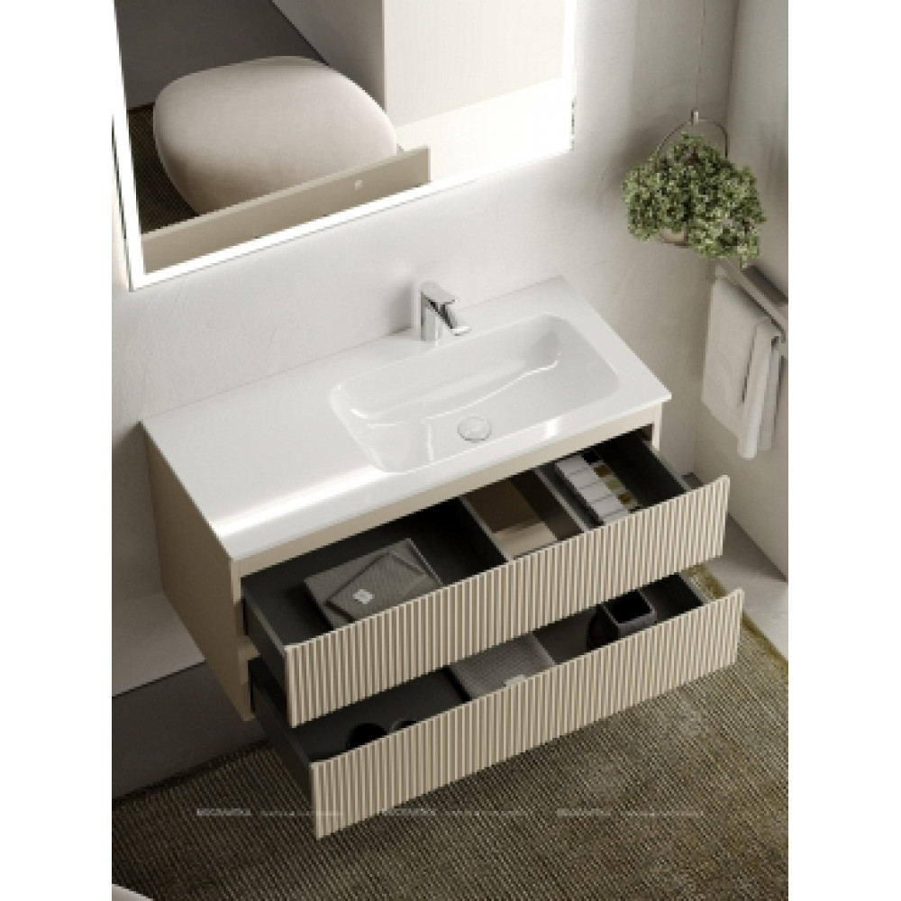 Тумба с раковиной Sancos Snob R 100 см SNR100RCE правая, beige soft