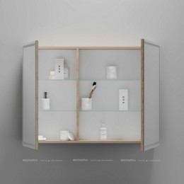 Зеркальный шкаф Sancos Mirror 100 см MI100EG с подсветкой, дуб галифакс натуральный