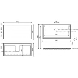 Тумба с раковиной Sancos Cento, 99 см., эмаль белый, CN100W