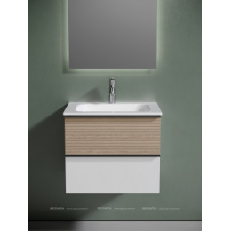 Тумба с раковиной Sancos Delta 60 см DL60W дуб светлый \/ матовый белый